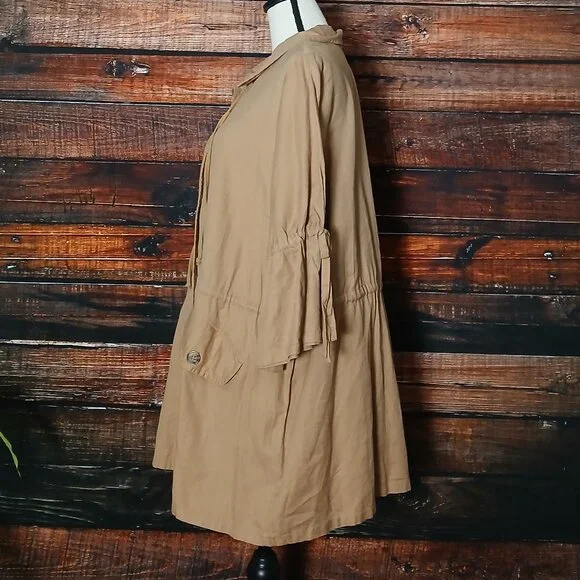 NWT Karen Kane Cargo Jacket 1X Island Rhythm Full Zip Tan Sand Cotton Tencel